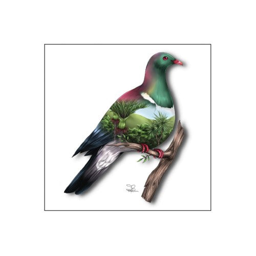 Sophie Blokker Kiwiana 3D Square Ceramic Tile / Wall hanging  - Wood Pigeon