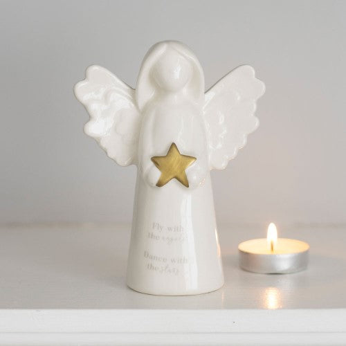 Fly with The Angels Sentiment Ceramic Angel Ornament