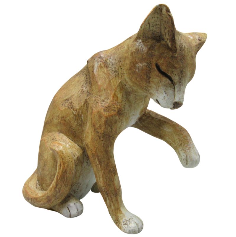 Cat - Wood Effect - Poly Resin