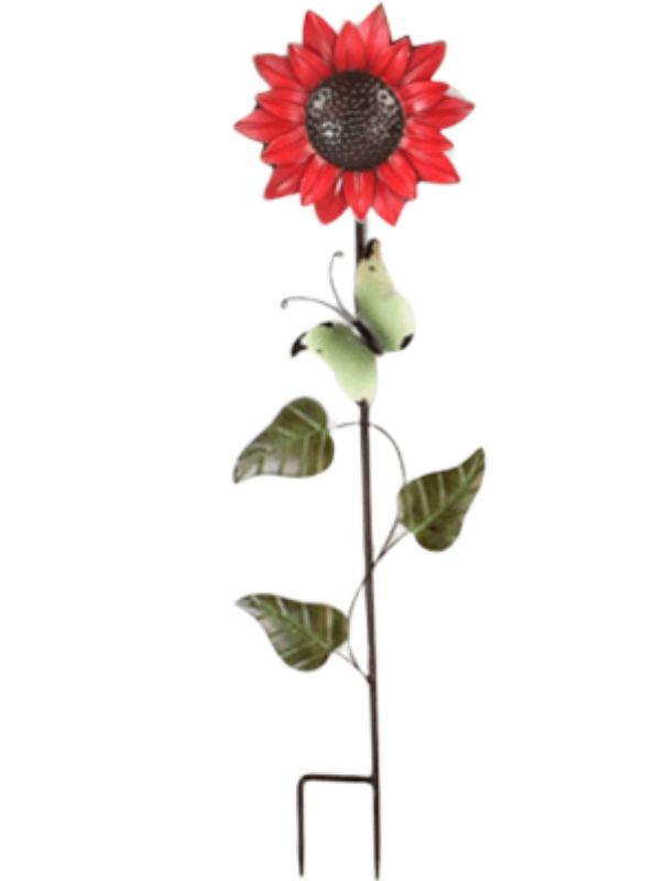 Sunflower - Red - Garden Stake