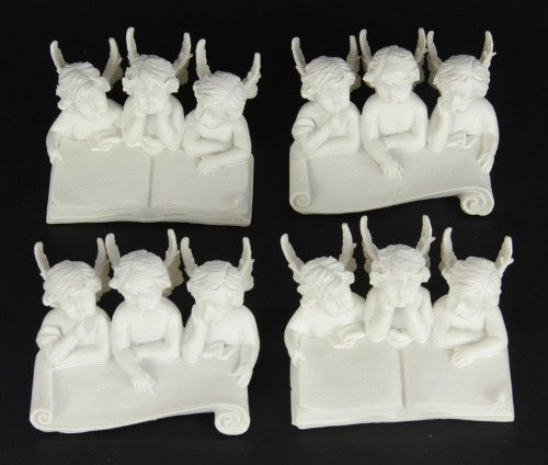 Ornament - 3 Angels Reading Book - Set of 4
