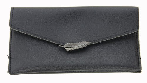 Wallet with Metal Feather (Black)