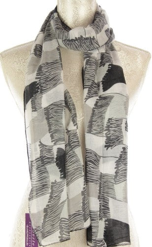 Scarf - Tassels Grid -  Black