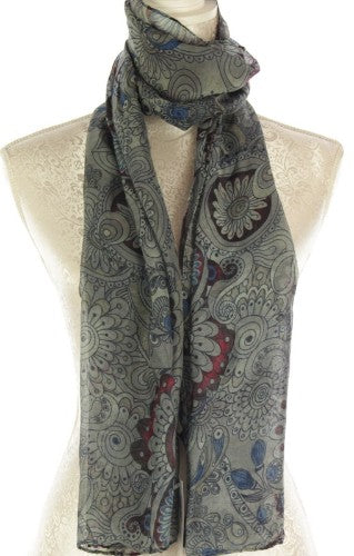 Scarf - Circle Paisley -  Black