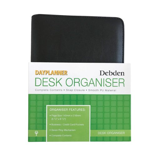 Debden Dayplanner Organiser Desk Snap Closure PU Black