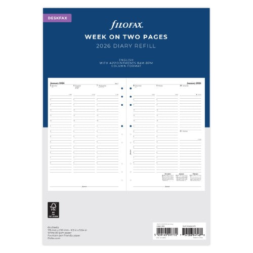 Filofax Refill Classic WTV With Appts Vertical Deskfax 2026