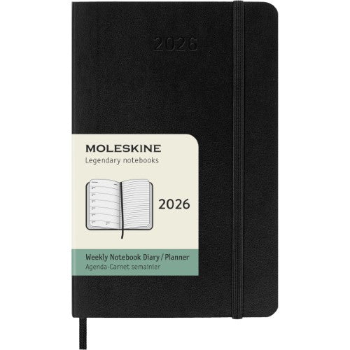 Moleskine Diary 12 Month Weekly + Notes SC Pocket Black 2026