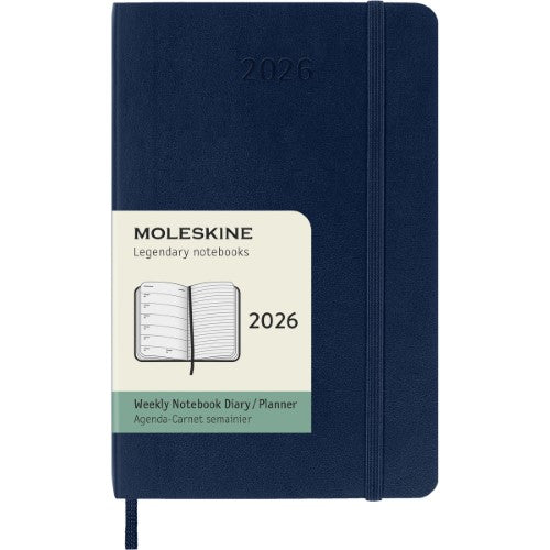 Moleskine Diary 12 Month Weekly + Notes SC Pocket Sapphire Blue 2026