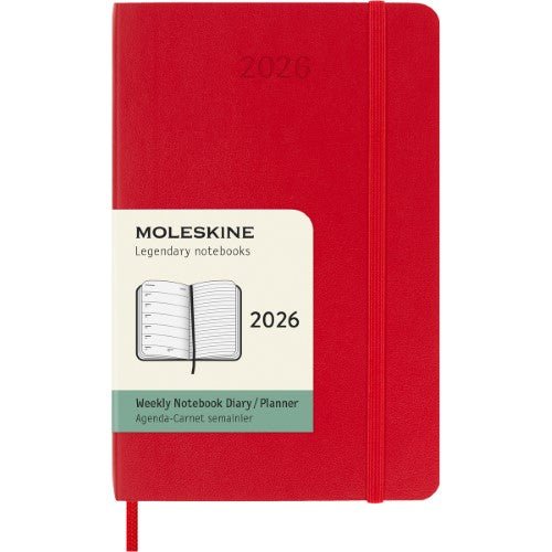 Moleskine Diary 12 Month Weekly + Notes SC Pocket Scarlet Red 2026
