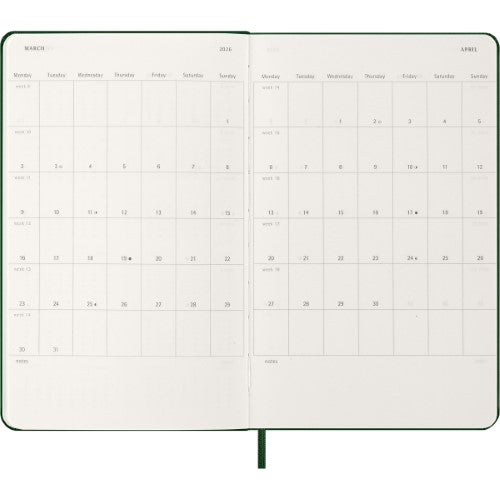 Moleskine Diary 12 Month Weekly + Notes HC Large Myrtle Green 2026