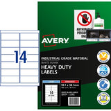 Avery Heavy Duty ID Label L7063 White Laser 99.1x38.1mm 14up 10 Sheets