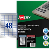 Avery Heavy Duty ID Label L6009 Silver Laser 47.5x21.2mm 48up 5 Sheets