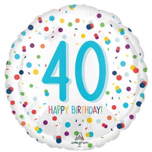 Balloon - 45cm Standard HX Confetti Birthday 40 S40