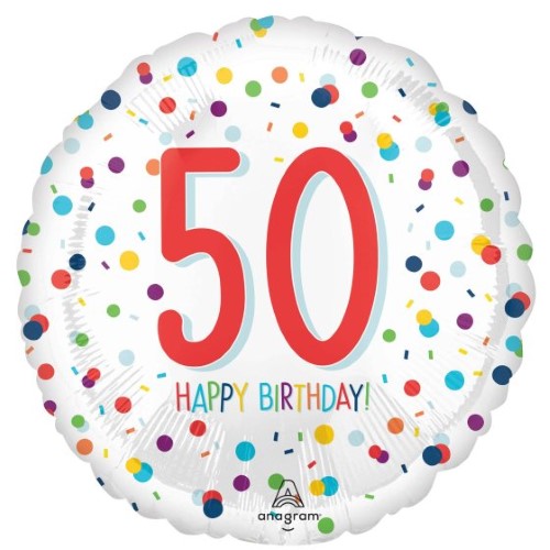 Balloon - 45cm Standard HX Confetti Birthday 50 S40