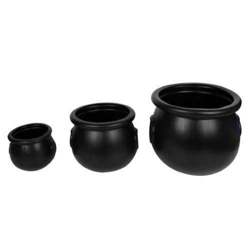 Fright Night Black Plastic Cauldron 3 Pack - (Pack of 3 )