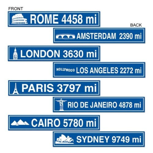 Beistle Travel Street Sign Cutout - (Pack of 4 )