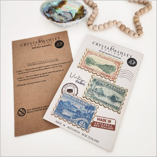 Pop Out Magnet - Vintage NZ Stamps (9.5 x 14.8cm)