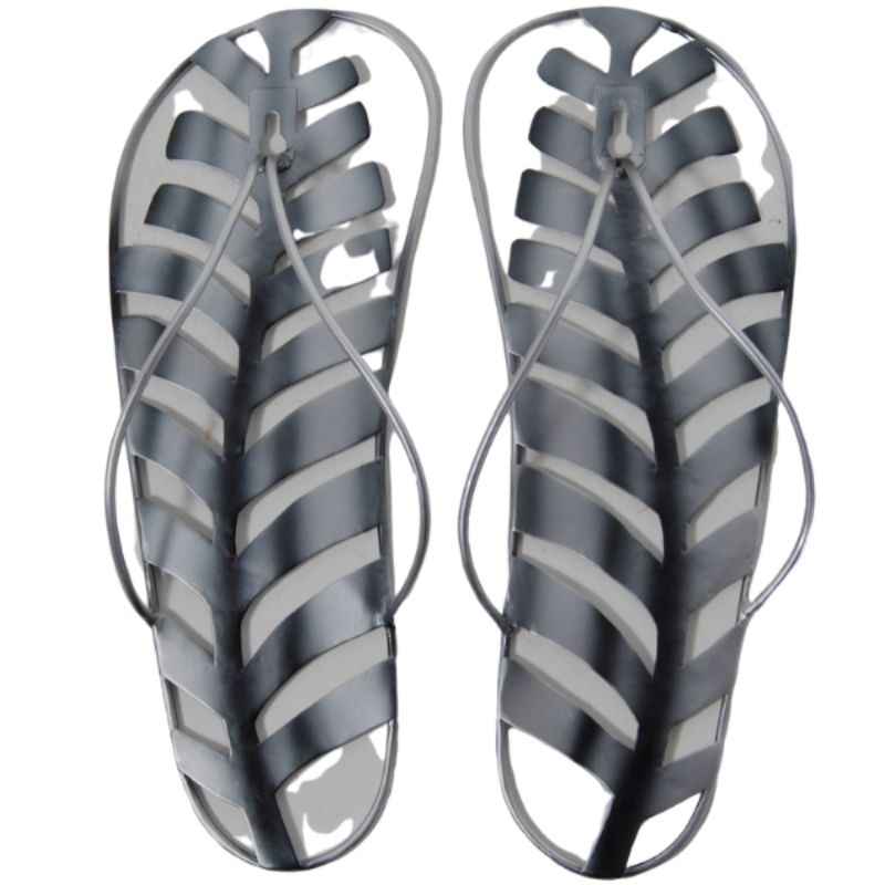 Metal Wall Hanging - Jandal with Silver Fern (29cm)