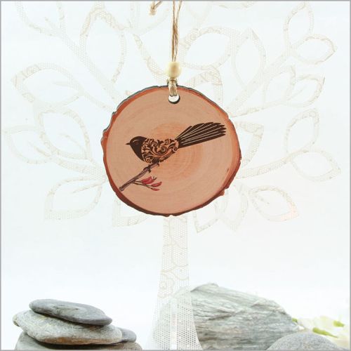 Wood Slice Ornament : Filigree Fantail - Ornaments