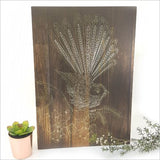 Kiwiana Wall Art - Rectangle : Dark Wood Fantail (Large)