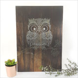 Kiwiana Wall Art - Rectangle : Dark Wood Morepork (Large)