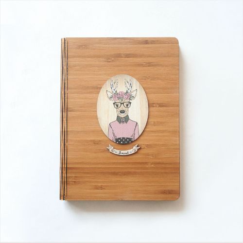 Bamboo Journal : Printed Deer Girl (Oval) - Journals