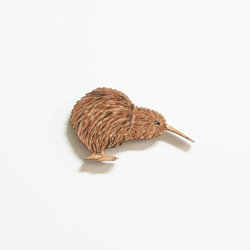 Kiwiana Wall Art mini shape featuring a kiwi looking down, made from eco-friendly pine veneer, perfect for decor or gifts.