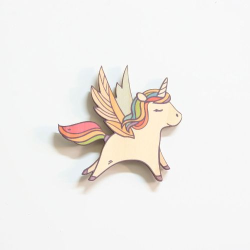 Kiwiana Wall Art - Printed Pine Mini: Unicorn - Mini Shapes