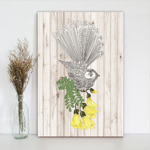 Kiwiana Wall Art - Rectangle Fantail (Large)