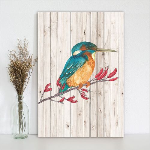 Kiwiana Wall Art - Rectangle: Kingfisher (Large) - Rectangles