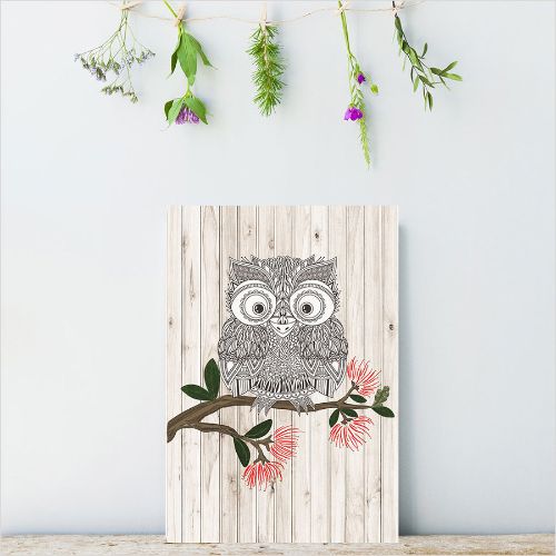 Kiwiana Wall Art - Rectangle: Morepork (Small) - Rectangles