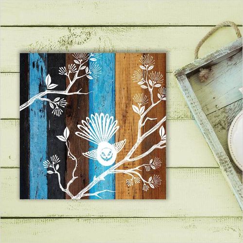 Kiwiana Wall Art - Art Block: Fantail - Squares