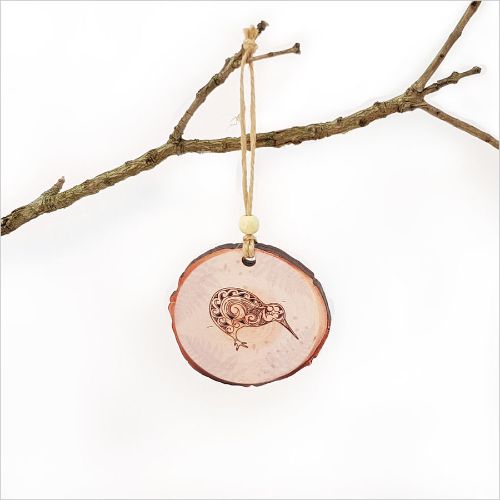 Wood Slice Ornament : KWW Kiwi - Ornaments