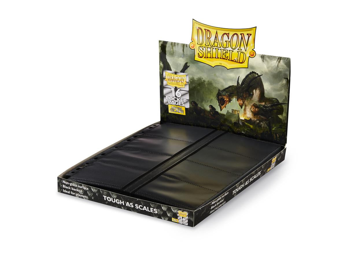 Dragon Shield: Non-Glare Binder Pages  - 16-Pocket Display  - Black