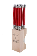 Steak Knife Block  - Andre Verdier Laguiole Debutant - Set of 6 - Red