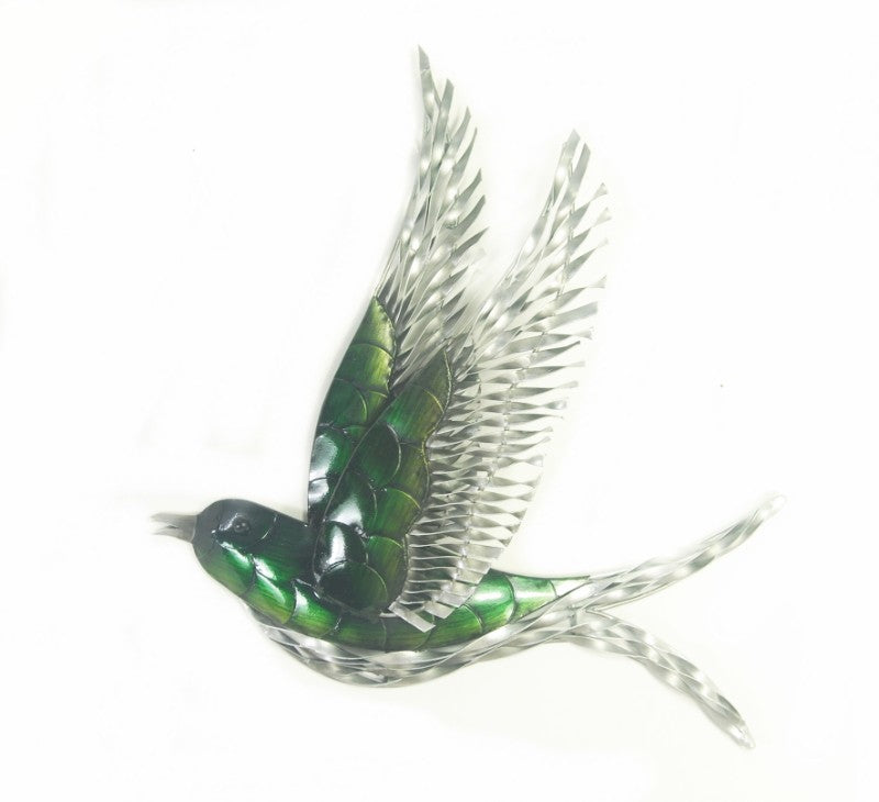 Swallow - Green - Metal Wall Hanging