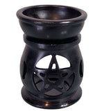 Triple Moon Pentacle Soapstone Oil Burner Black