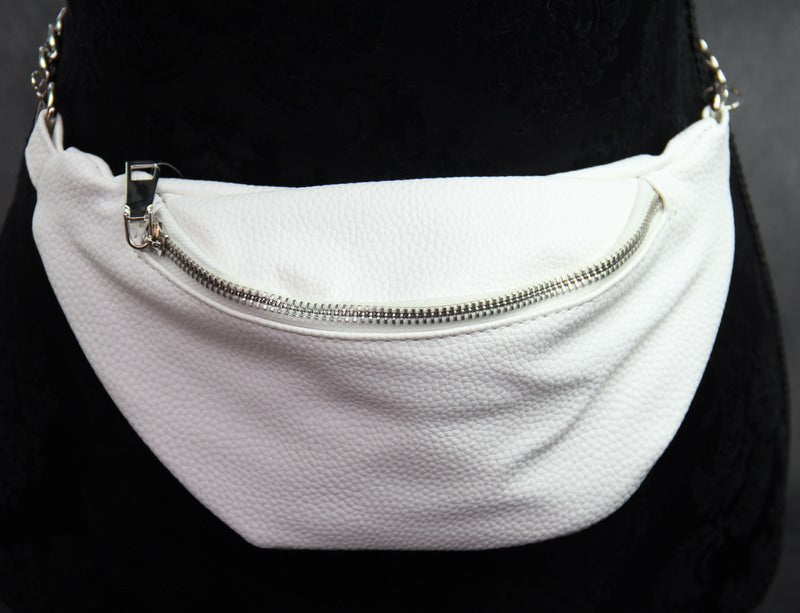 Bum Bag with Metal Chain - White
