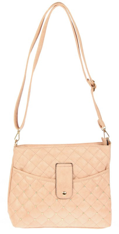 Handbag - Criss Cross with Studs - Pink