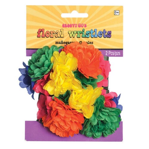 Vibrant Flower Wristlets, crafted with artificial blooms, perfect for weddings and special occasions with adjustable straps.