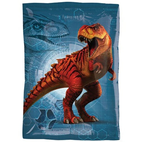 Jurassic World foil balloon, 30cm x 43cm, self-sealing, designed for helium inflation, perfect for themed parties.
