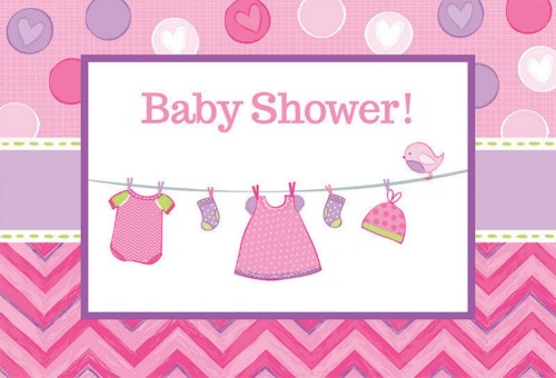 Charming postcard invitations for a baby girl shower, pack of 8, measuring 4 1/4 inches, perfect for personalized invites.
