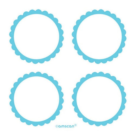 Pack of 5 scalloped labels in Caribbean Blue, perfect for colorful organization and crafting projects.