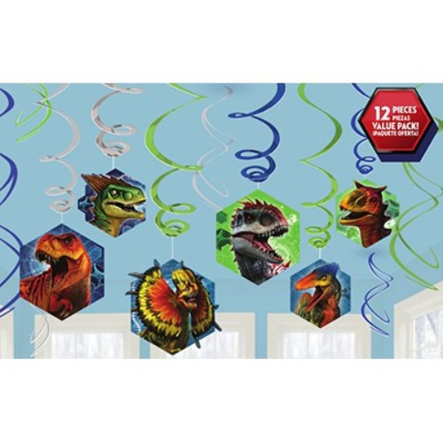 Jurassic World Hanging Swirls Decorations Value  Pack Pack of 12