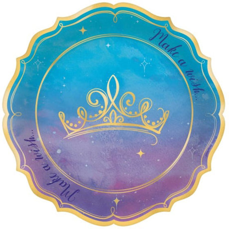 Disney Princess Once Upon A Time 17cm paper plates featuring Ariel, Belle, and Cinderella, perfect for enchanting celebrations.