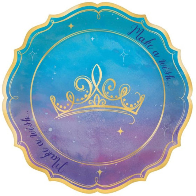 Disney Princess Once Upon A Time 17cm paper plates featuring Ariel, Belle, and Cinderella, perfect for enchanting celebrations.
