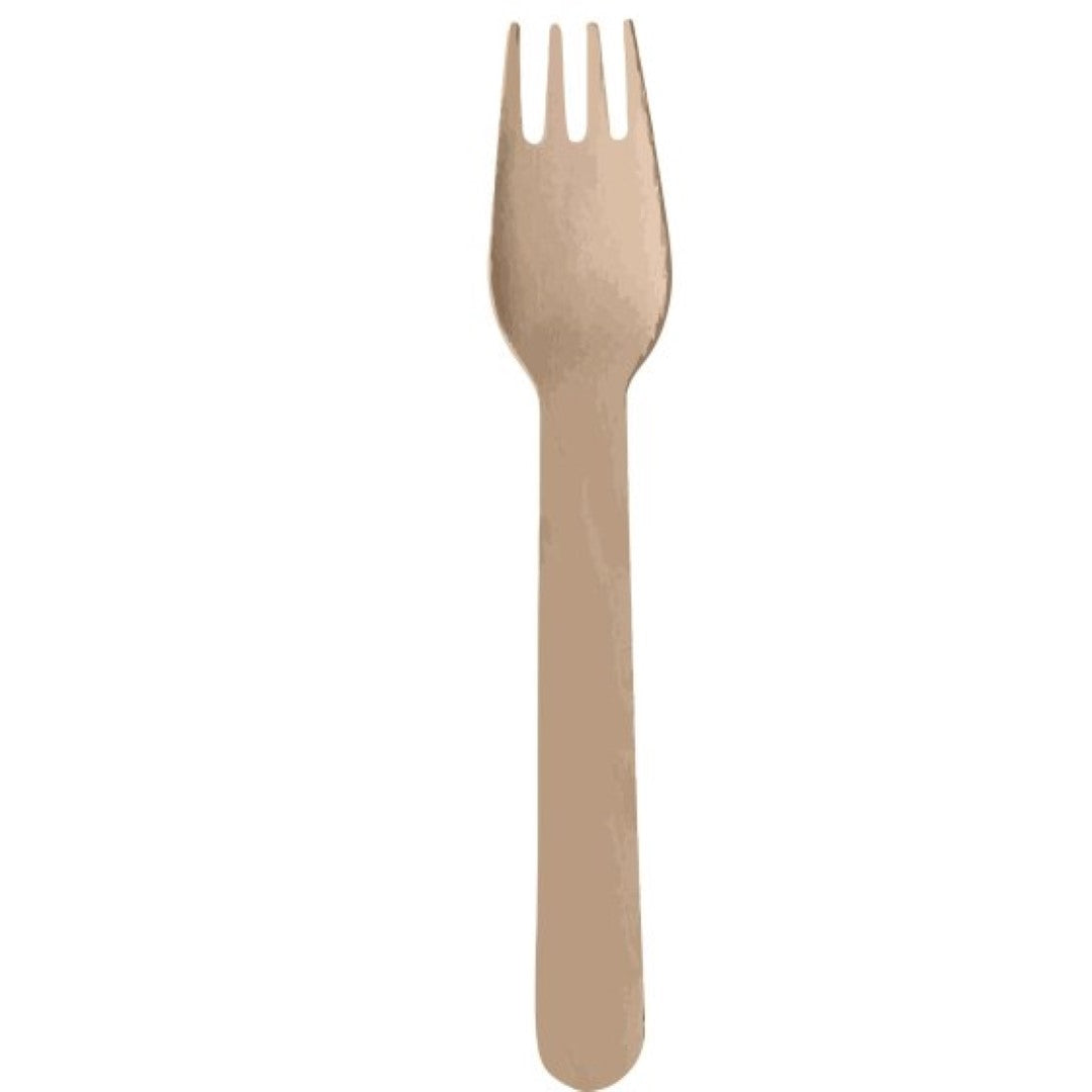 Eco-friendly pack of 20 natural wooden forks, sturdy and biodegradable for versatile dining needs.