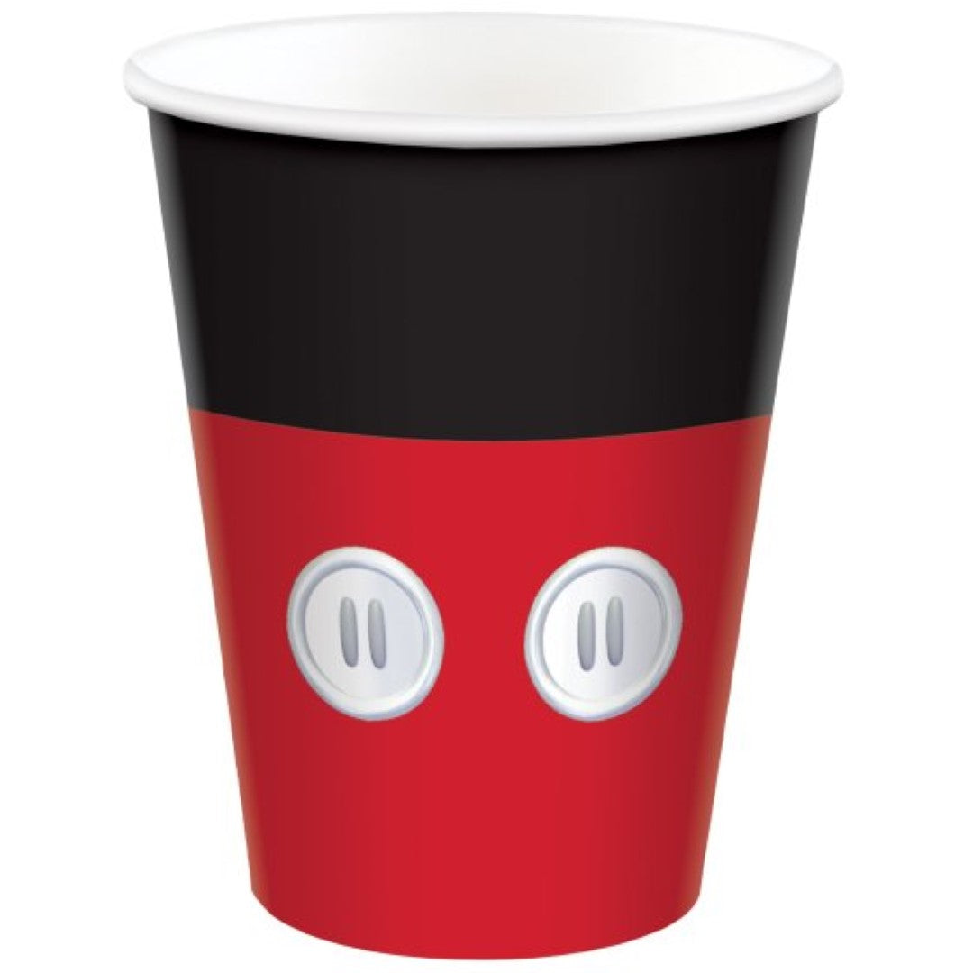 Mickey Mouse Forever paper cups, 9oz, pack of 8, vibrant design perfect for kids' parties and eco-friendly celebrations.