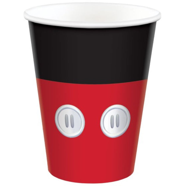 Mickey Mouse Forever paper cups, 9oz, pack of 8, vibrant design perfect for kids' parties and eco-friendly celebrations.