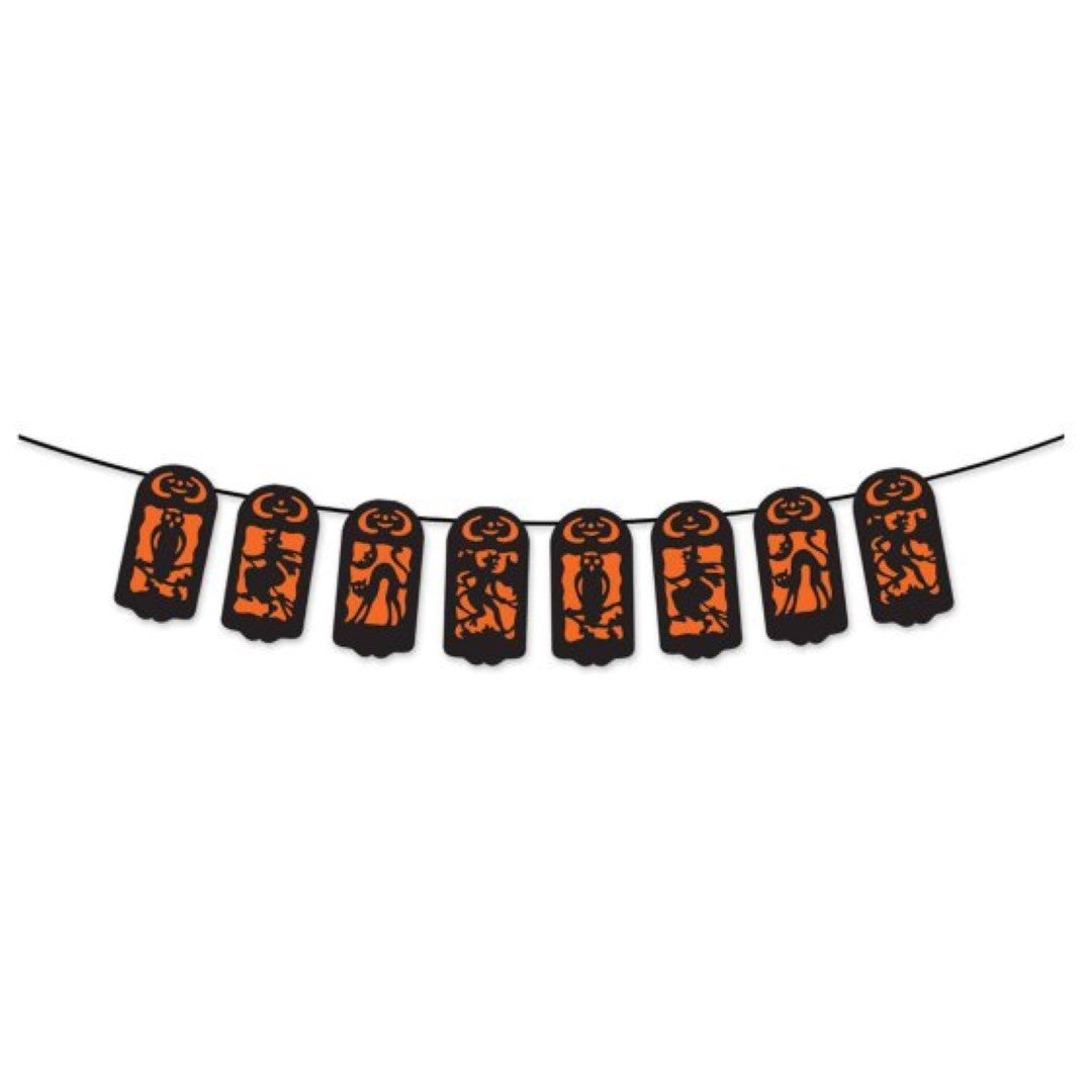 Beistle Vintage Halloween Window Banner, 183cm, colorful designs, perfect for spooky decor and Halloween festivities.